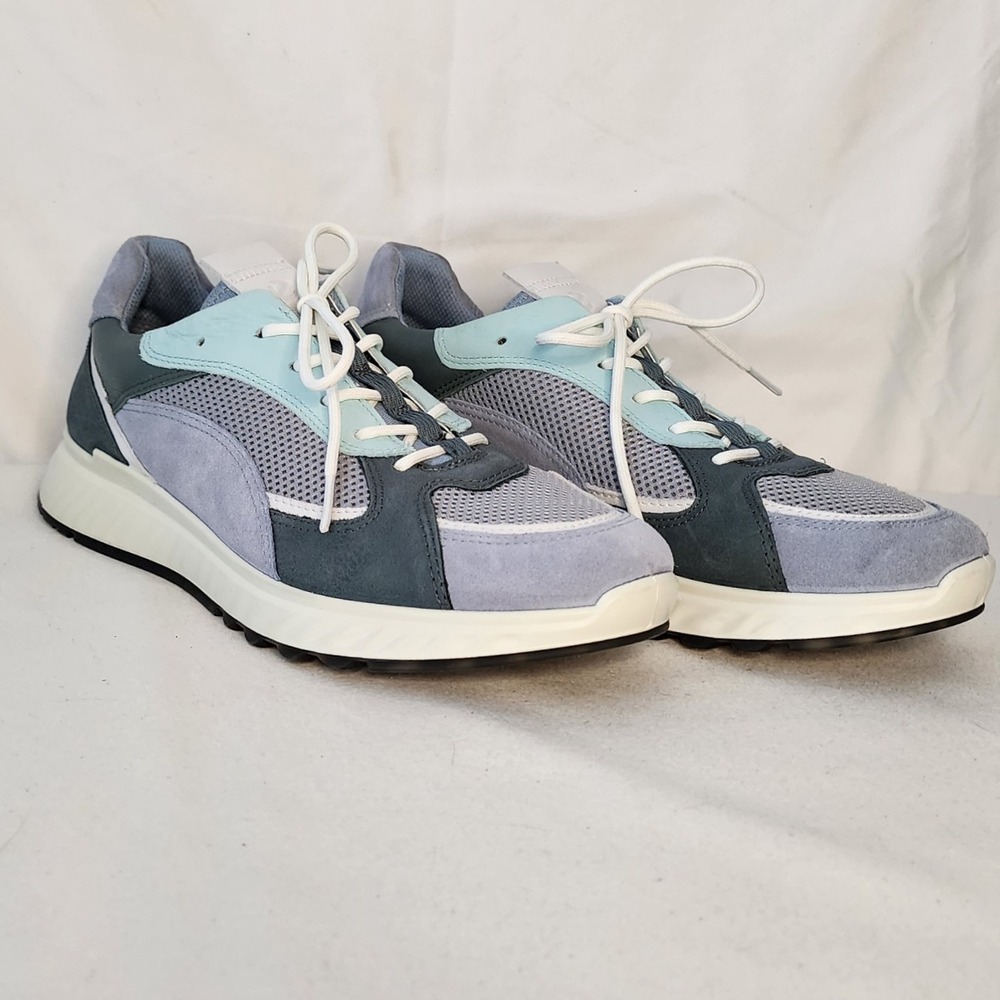 ECCO ST.1 W Women's Light Blue Gray Leather Suede Mesh Casual Sneakers Shoes
